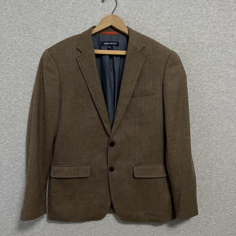 JackThreads Blazer Mens 40 Herringbone‎ Wool Blend Sport Coat Modern Classic120